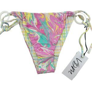 VDM‎ Reversible Ziggy Sorbet Marble Tartan Pastel Bikini Bottom Medium NWT